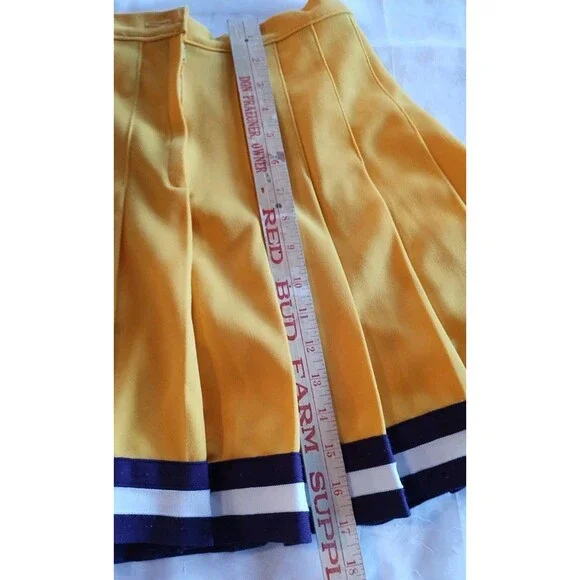 Vintage Dehen 1980s Pleated Cheerleading Skirt Gold Purple Cosplay Cheerleader - Picture 8 of 8
